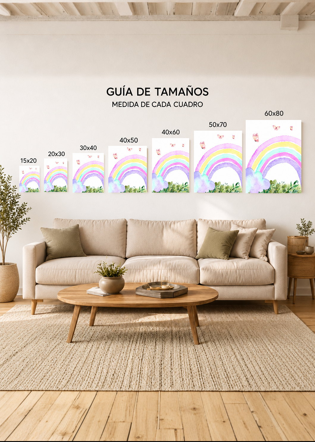 Set x3 Cuadros Decorativos Sin Marco - MDF 9mm Infantiles Wonderland VIII - foto 4