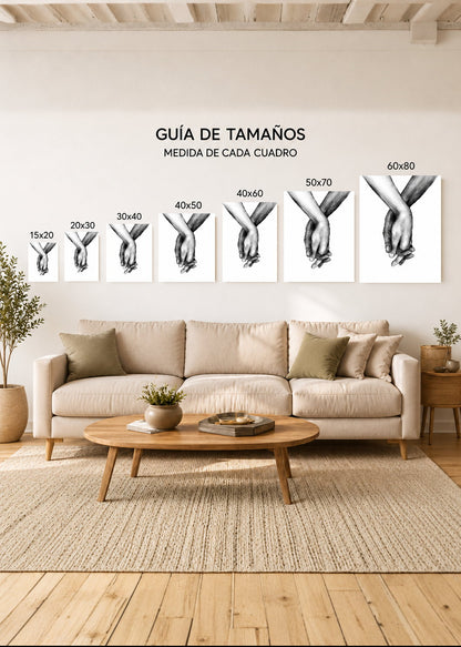 Set x3 Cuadros Decorativos Sin Marco - MDF 9mm Manos con Frase - foto 4