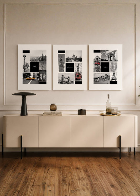 Set x3 Cuadros Decorativos Sin Marco - MDF 9mm Maps New York London y Paris - foto 1