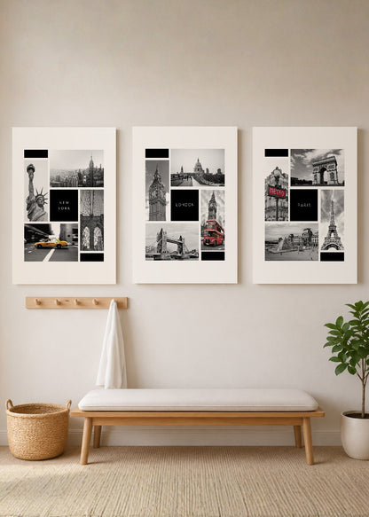 Set x3 Cuadros Decorativos Sin Marco - MDF 9mm Maps New York London y Paris - foto 3