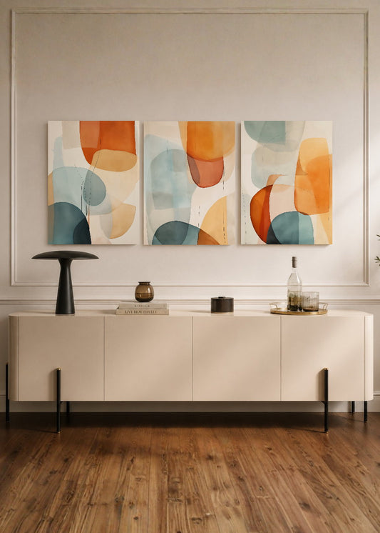 Set x3 Cuadros Decorativos Sin Marco - MDF 9mm Abstractos Colores Living - foto 1