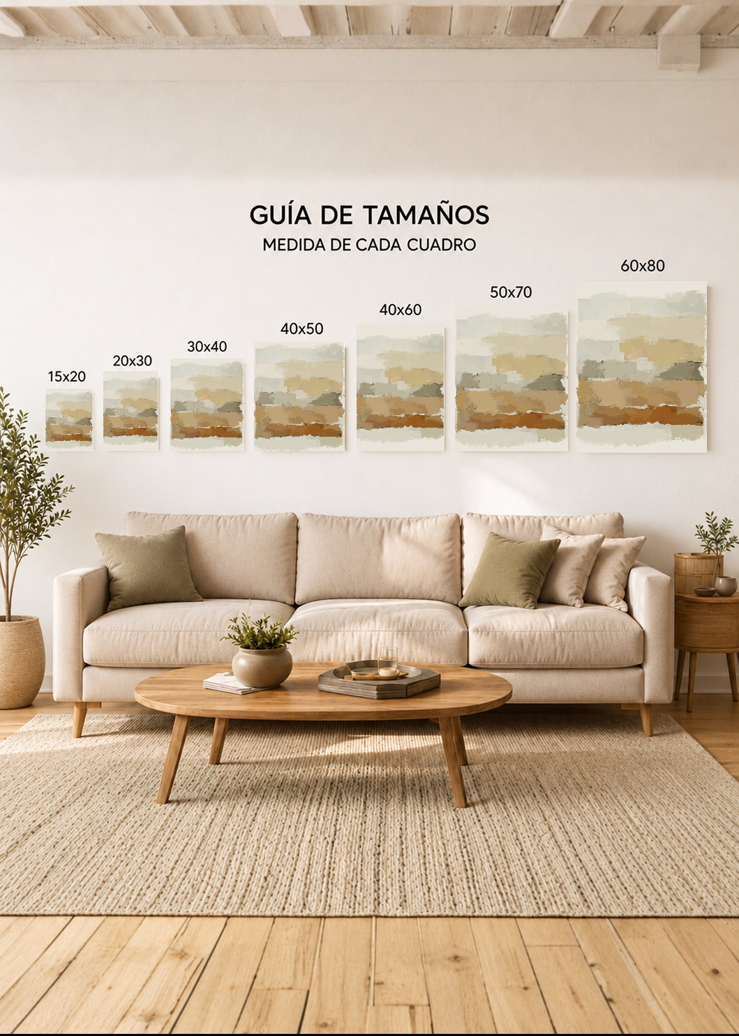 Set x3 Cuadros Decorativos Sin Marco - MDF 9mm Abstractos Marrón - foto 4