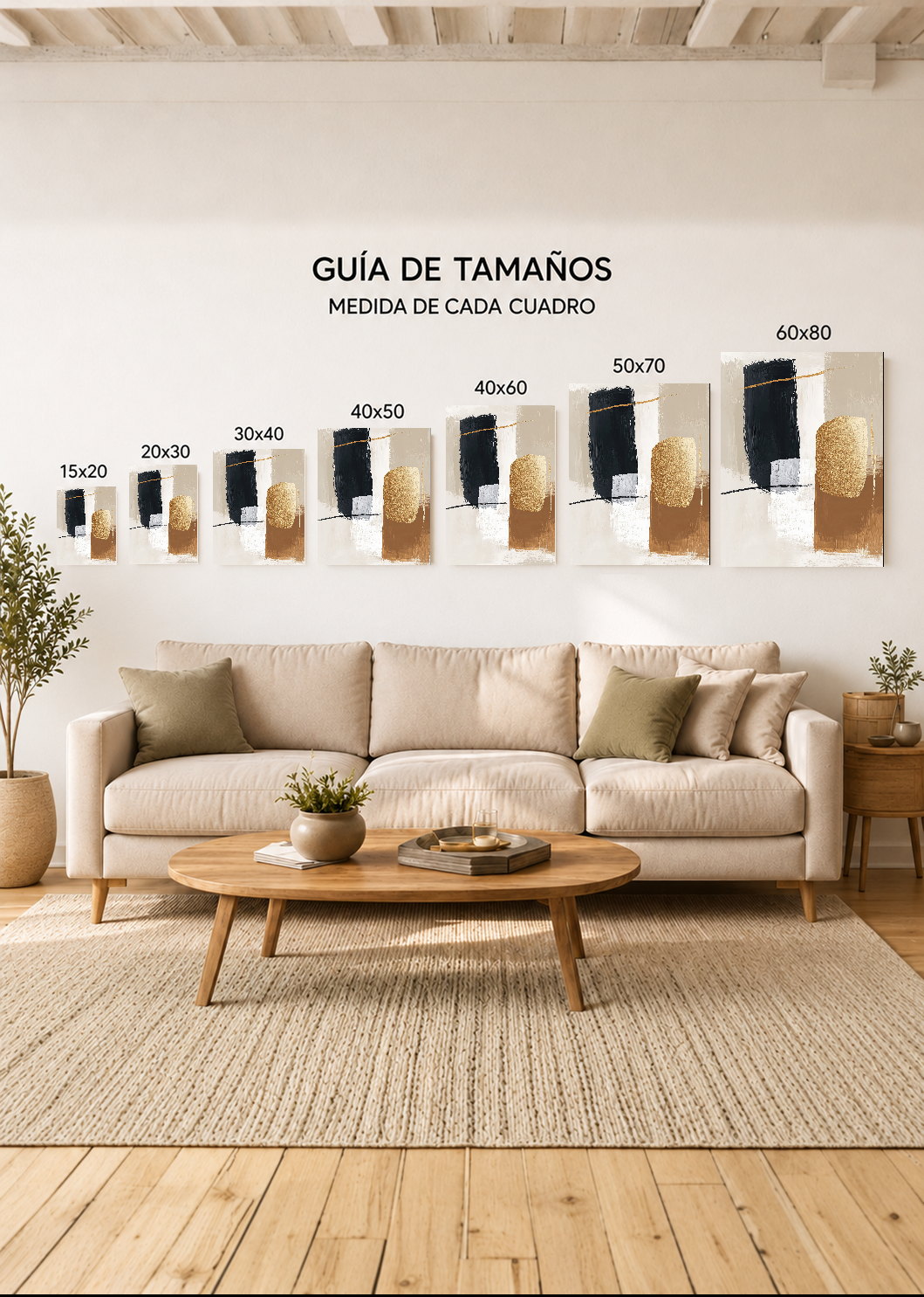 Set x3 Cuadros Decorativos Sin Marco - MDF 9mm Abstractos 101 - foto 4