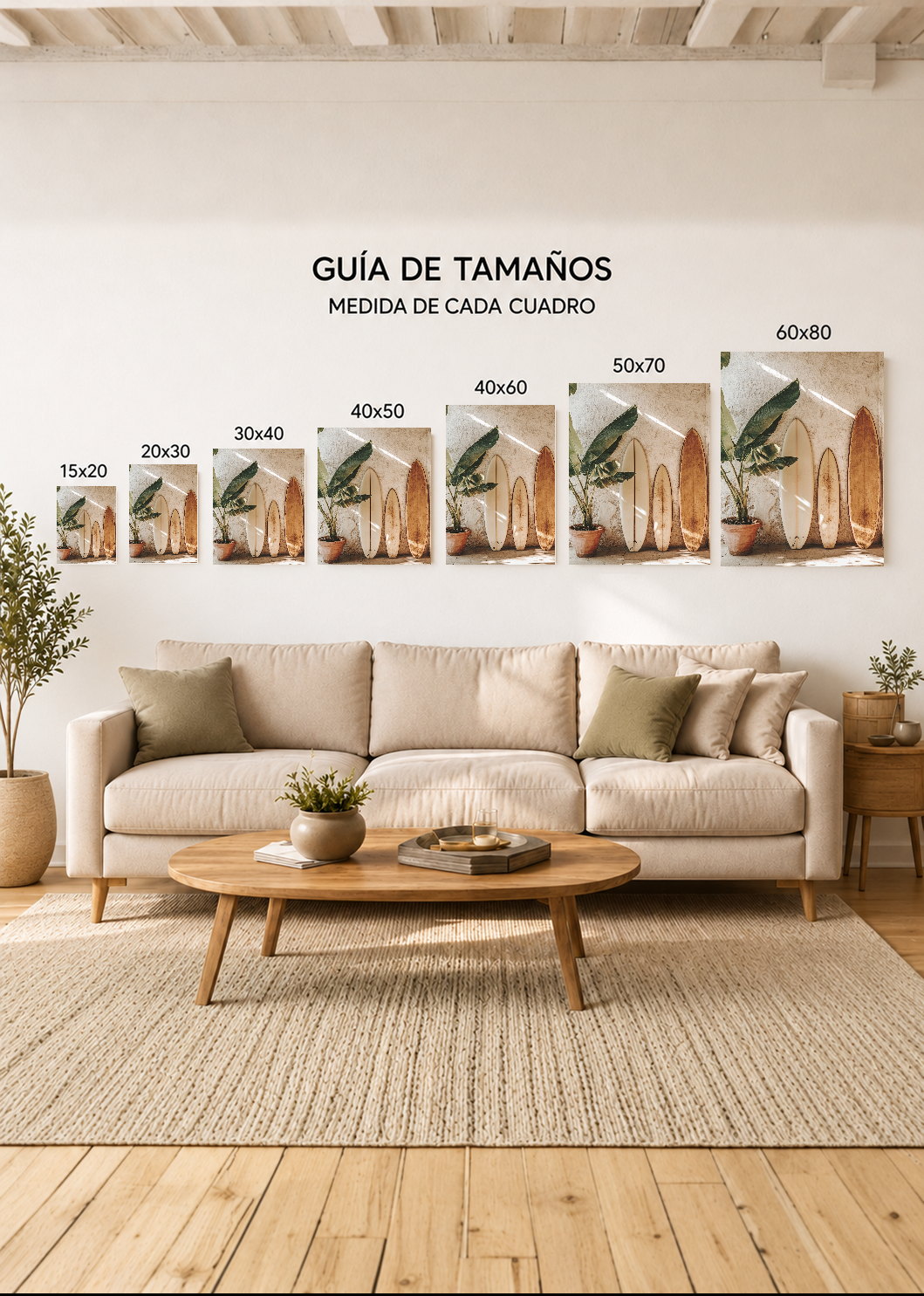 Set x3 Cuadros Decorativos Sin Marco - MDF 9mm Surf Playa Tabla Olas y Arena XV - Diseño 2 - foto 4