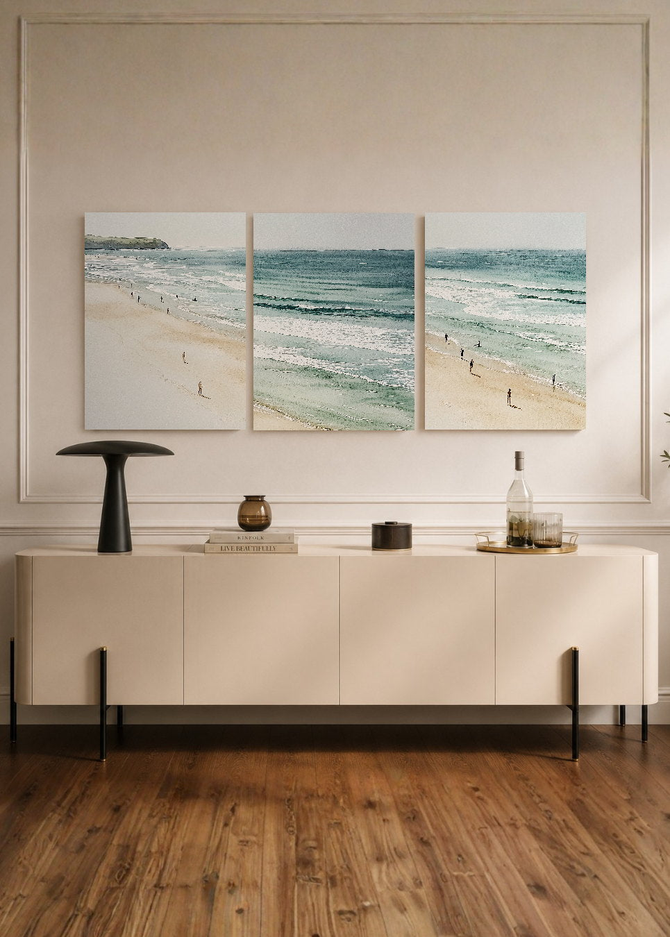 Set x3 Cuadros Decorativos Sin Marco - MDF 9mm Surf Playa Tabla Olas y Arena XVIII - foto 1