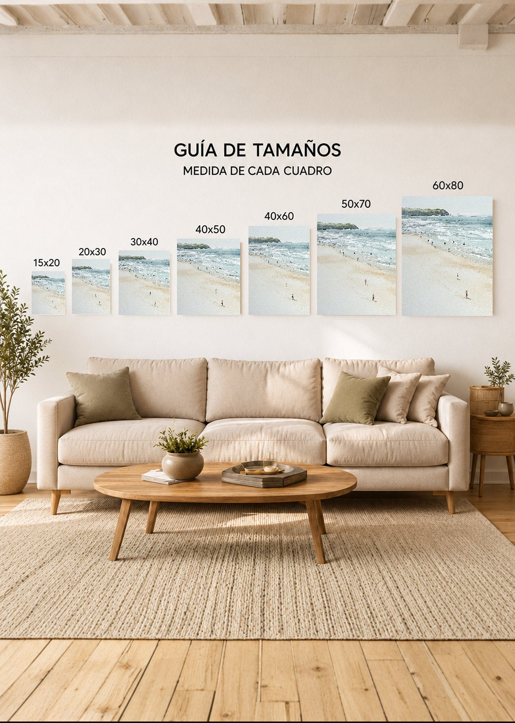 Set x3 Cuadros Decorativos Sin Marco - MDF 9mm Surf Playa Tabla Olas y Arena XVIII - foto 4