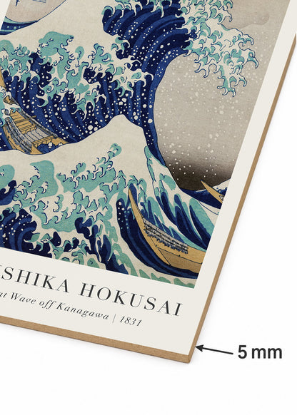 Set x3 Cuadros Decorativos Sin Marco - MDF 9mm The Great Wave Off Kanagawa la Gran Ola de Kanagawa Azul - foto 5
