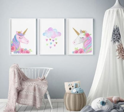 Set x3 Cuadros decorativos infantiles UNICORNIOS - Tree House Deco