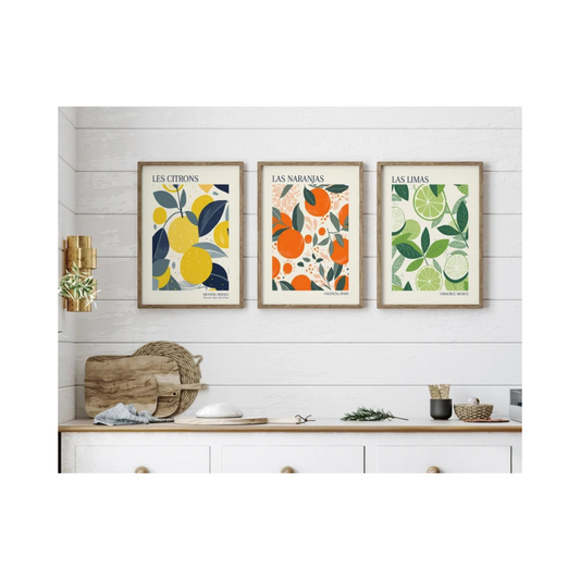 Set x3 Cuadros Cocina, Frutas