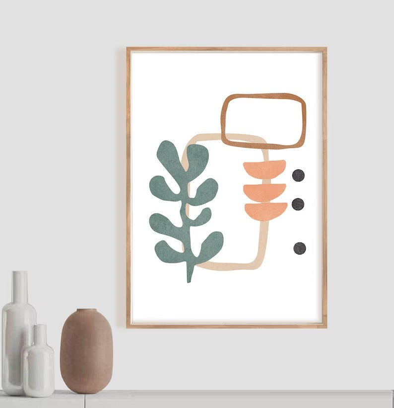 Set x 2 Cuadros abstractos, líneas, azul y rojo, boho - Tree House Deco