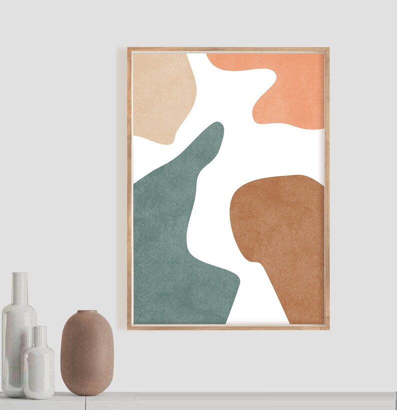 Set x 2 Cuadros abstractos, líneas, azul y rojo, boho - Tree House Deco