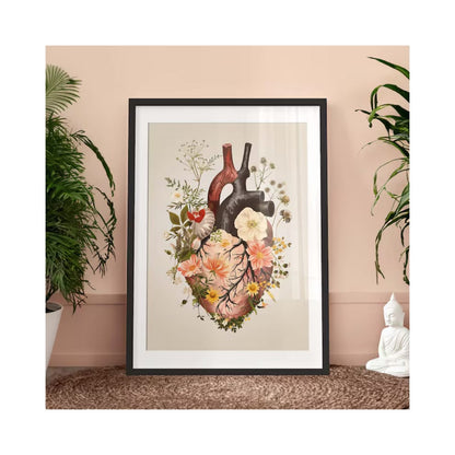 Cuadro Decorativo Botánico Corazón Floral