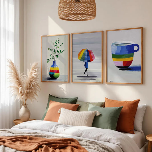 Set x3 Cuadros  Abstracto, Colores, Colours in the Air XVIIi