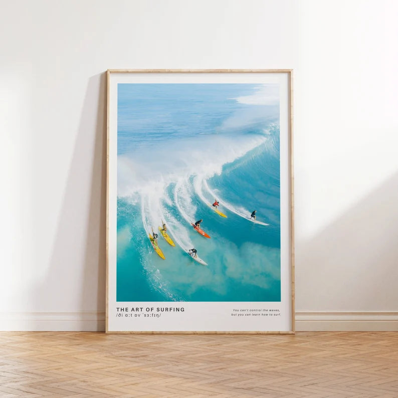 Cuadro Decorativo Marco Natural Surf, Póster, Playa