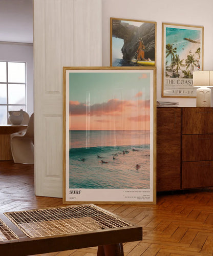 Cuadro Decorativo Marco Natural Surf, Póster, Playa