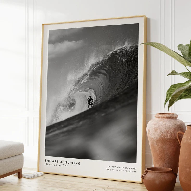 Cuadro Decorativo Marco Natural Surf, Póster, Playa