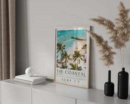 Cuadro Decorativo Marco Natural Surf, Póster, Playa