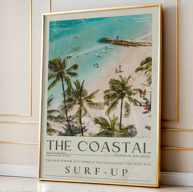 Cuadro Decorativo Marco Natural Surf, Póster, Playa