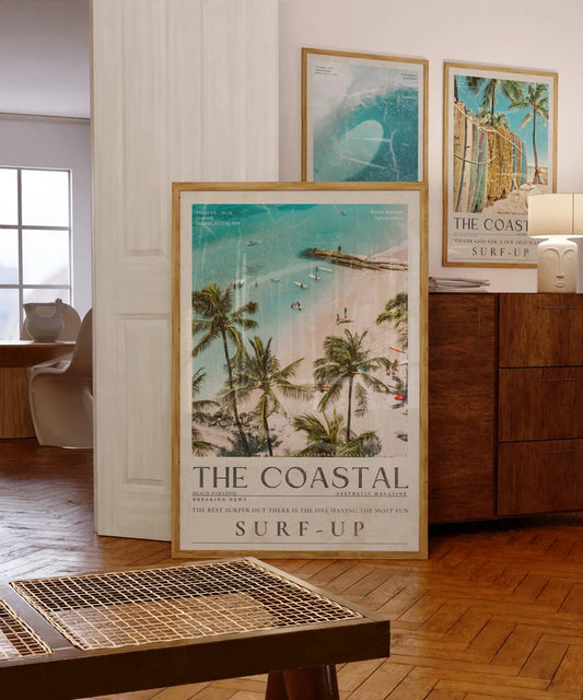 Cuadro Decorativo Marco Natural Surf, Póster, Playa