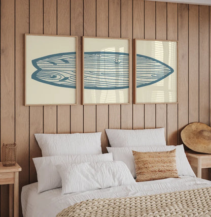 Set x3 Cuadros Decorativos, Marco Natural Surf, Playa