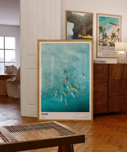 Cuadro Decorativo Marco Natural Surf, Póster, Playa