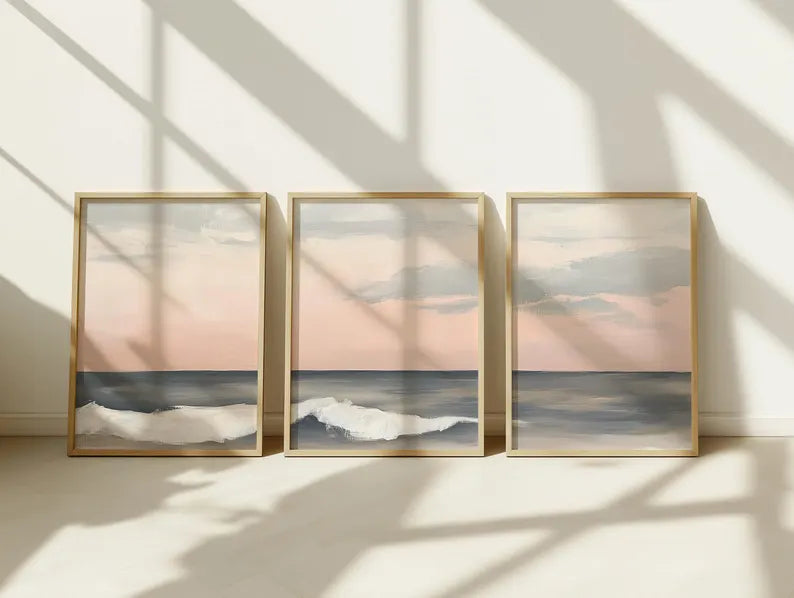 Set x3 Cuadros Decorativos, Marco Natural Surf, Playa