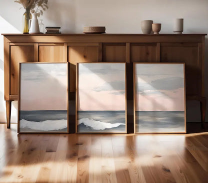 Set x3 Cuadros Decorativos, Marco Natural Surf, Playa
