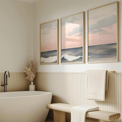 Set x3 Cuadros Decorativos, Marco Natural Surf, Playa