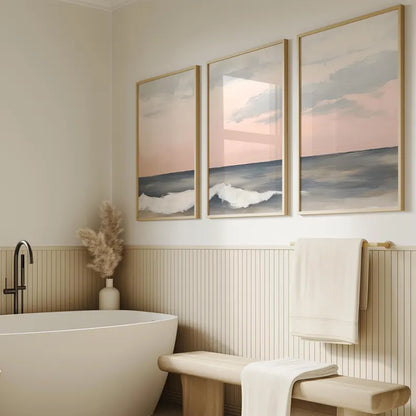Set x3 Cuadros Decorativos, Marco Natural Surf, Playa
