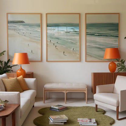 Set x3 Cuadros Decorativos, Marco Natural Surf, Playa