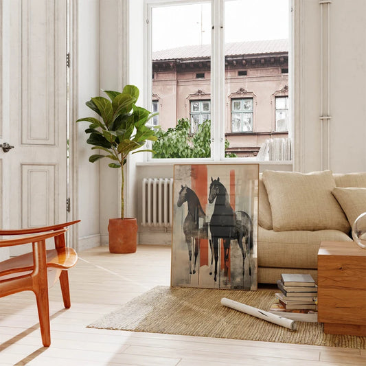 Cuadro Decorativo Animales, Marco Natural Amantes de los caballos