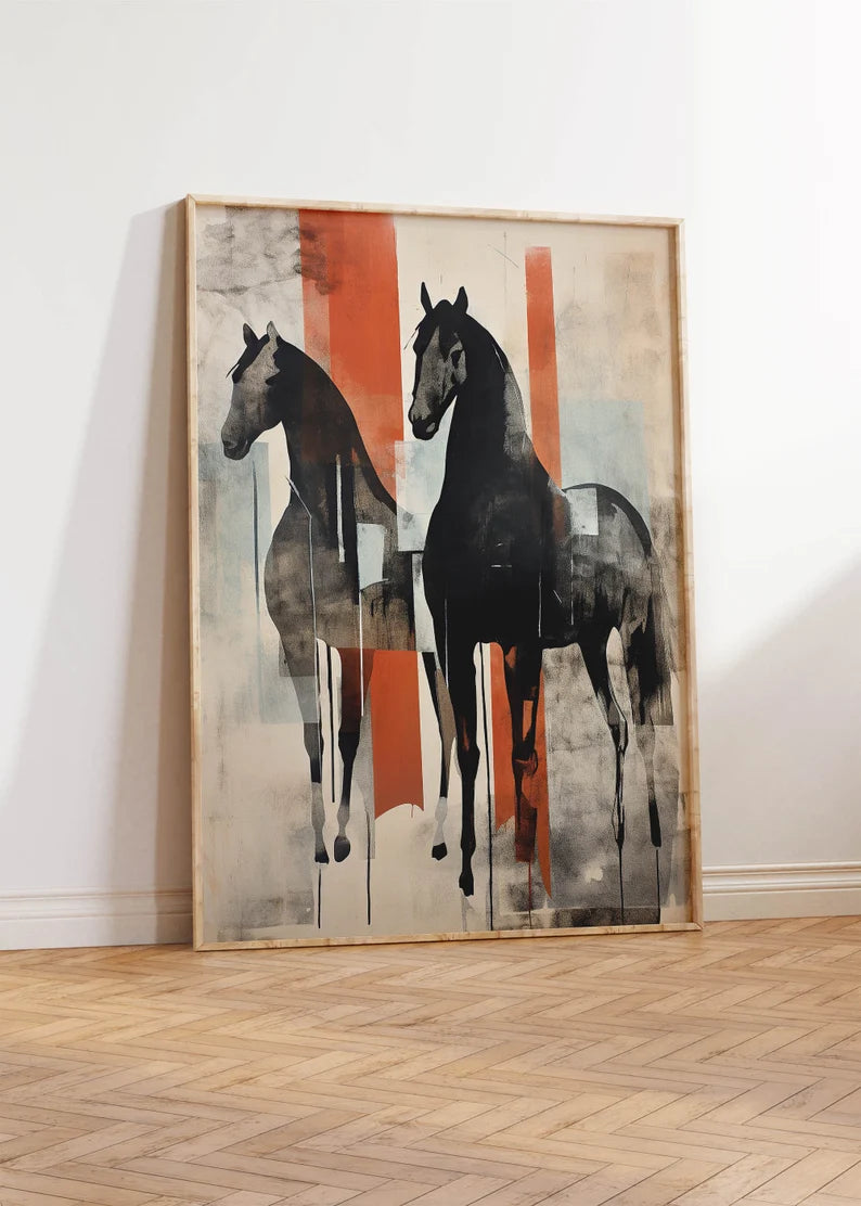 Cuadro Decorativo Animales, Marco Natural Amantes de los caballos