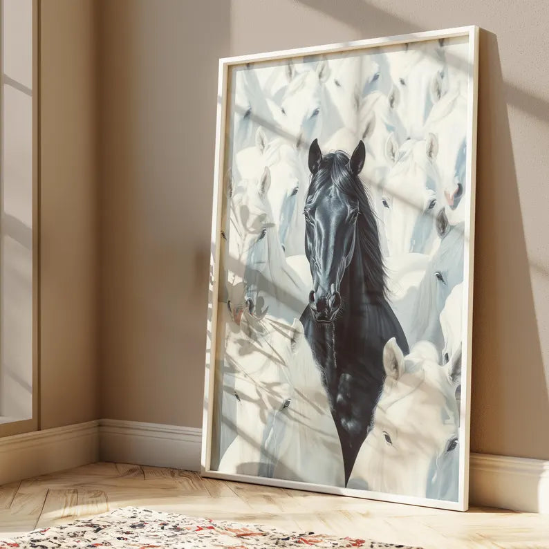 Cuadro Decorativo Animales, Marco Natural Amantes de los caballos