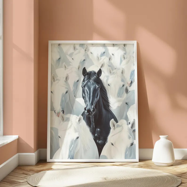 Cuadro Decorativo Animales, Marco Natural Amantes de los caballos