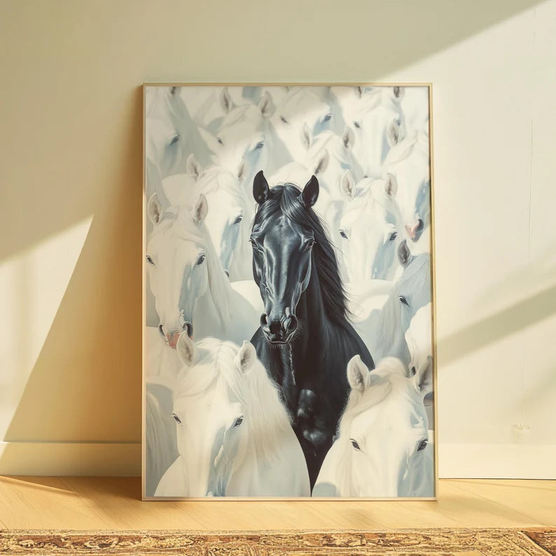 Cuadro Decorativo Animales, Marco Natural Amantes de los caballos
