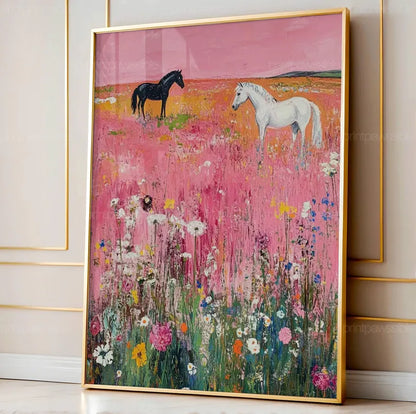 Cuadro Decorativo Animales, Marco Natural Amantes de los caballos