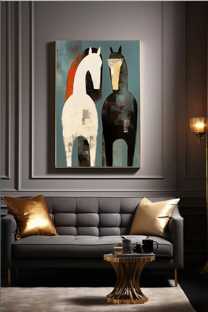Cuadro Decorativo Animales, Marco Natural Amantes de los caballos