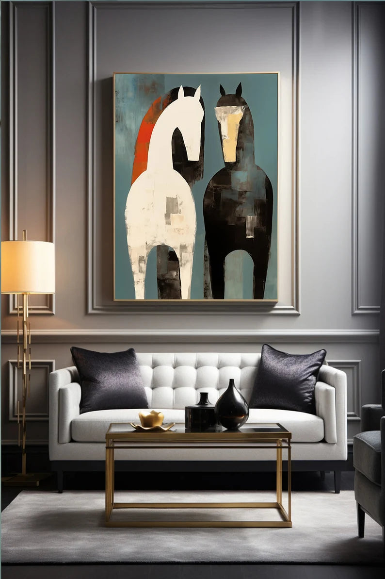 Cuadro Decorativo Animales, Marco Natural Amantes de los caballos
