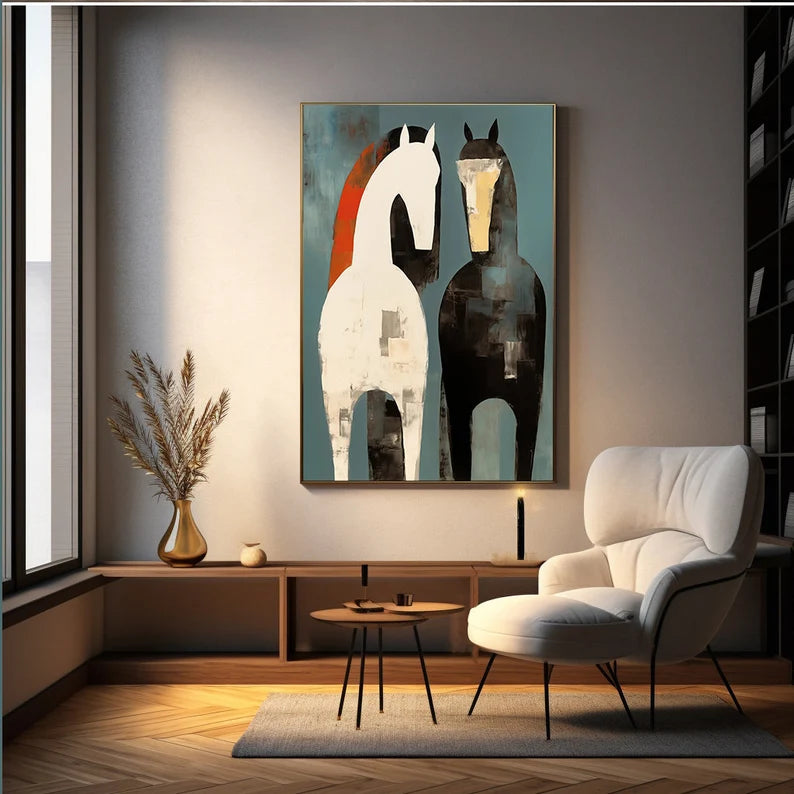 Cuadro Decorativo Animales, Marco Natural Amantes de los caballos