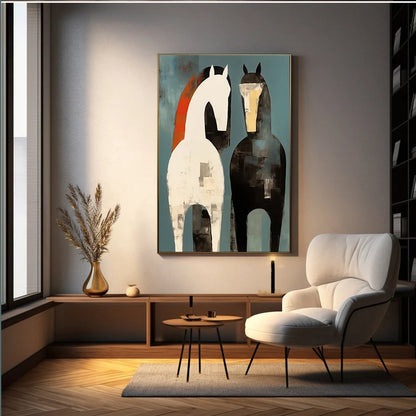 Cuadro Decorativo Animales, Marco Natural Amantes de los caballos