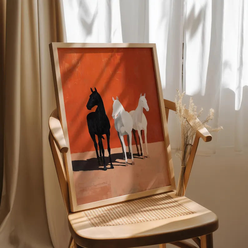 Cuadro Decorativo Animales, Marco Natural Amantes de los caballos