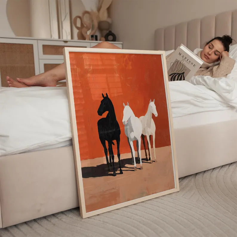 Cuadro Decorativo Animales, Marco Natural Amantes de los caballos