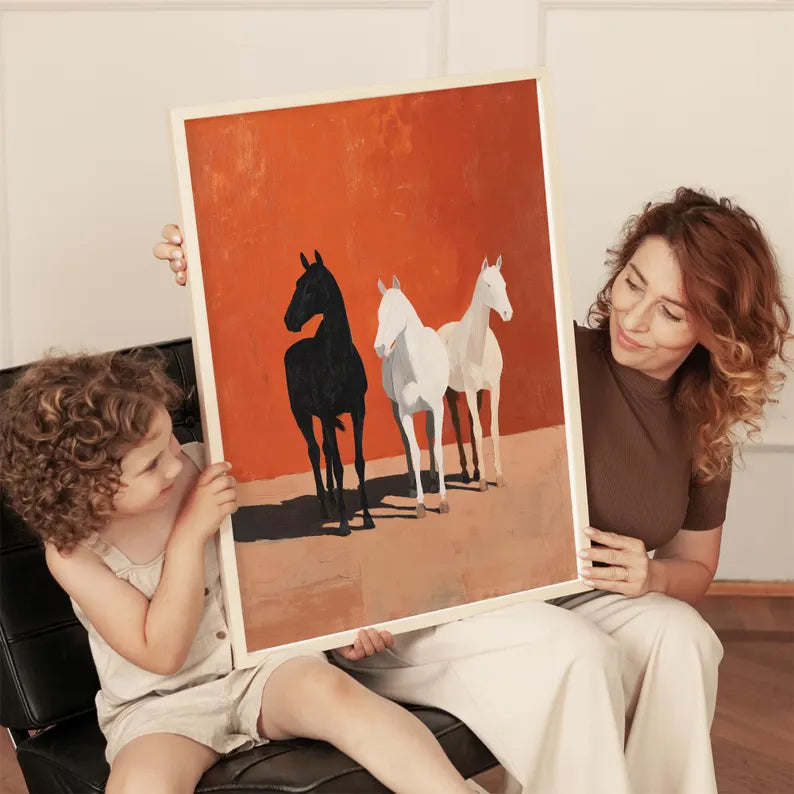 Cuadro Decorativo Animales, Marco Natural Amantes de los caballos