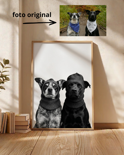 Cuadro Personalizado, Tu propio Diseño, Marco Natural Mascotas, Divertido Perros Ladrones