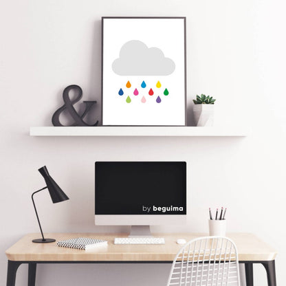 Cuadro Decorativo Infantil , Nube con lluvia de colores - Tree House Deco