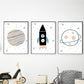 Set x3 Cuadros Decorativos Infantil , Dibujos espaciales - Tree House Deco