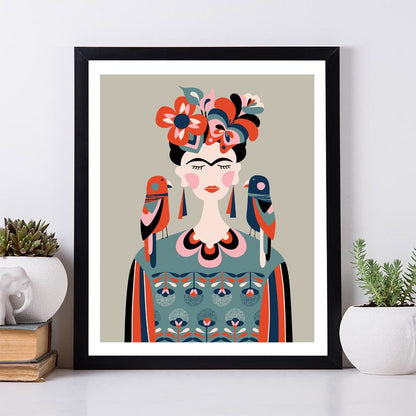 Cuadro Decorativo Frida , Rojo y Azul - Tree House Deco