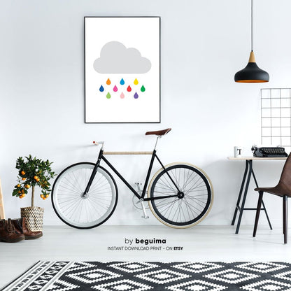 Cuadro Decorativo Infantil , Nube con lluvia de colores - Tree House Deco