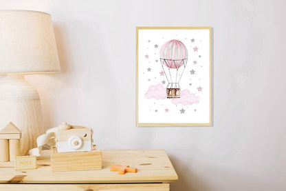 Cuadro Decorativo Infantil , Globo aerostatico , Estrellas - Tree House Deco