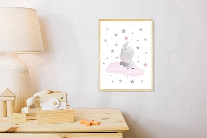 Cuadro Decorativo Infantil , Elefante , Estrellas - Tree House Deco